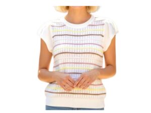 STACCATO RUFFLE SLEEVE STRIPE SWEATER
