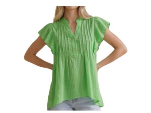 HAPTICS NOTCH NECK PIN TUCK WOVEN BLOUSE