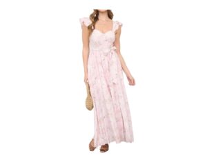 BLUPEPPER FLORAL SIDE SLIT CORSET MAXI DRESS