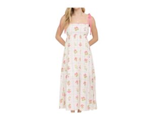 BLUPEPPER FLORAL TILE PATTERN SCALLOP MIDI DRESS