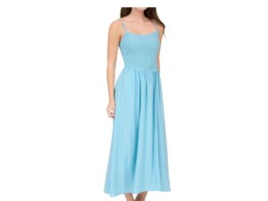 BLUPEPPER V BODICE SMOCKED SPAGHETTI STRAP MIDI