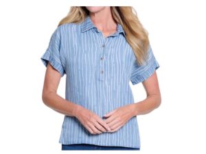 MULTIPLES CUFF DOLMAN SLEEVE PRINT DENIM TOP