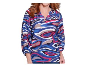 MULTIPLES LANTERN SLEEVE PRINT TOP