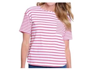 MULTIPLES RED SHORT SLEEVE TEXTURED STRIPE TOP
