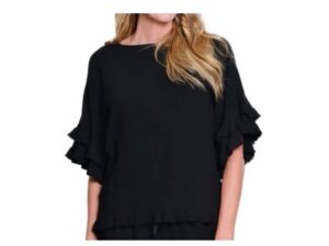 MULTIPLES DOUBLE FLOUNCE ELBOW SLEEVE TOP