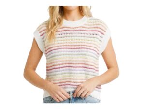 STACCATO MULTI COLOR CROCHET STRIPE SWEATER