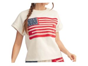 JODIFL WASHED KNIT AMERICAN FLAG TOP