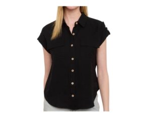 BLUPEPPER BUTTON DOWN TAB SLEEVE SHIRT