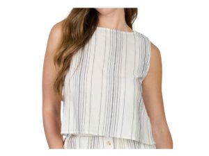 BLUPEPPER STRIPE SLEEVELESS SIDE BUTTON TOP