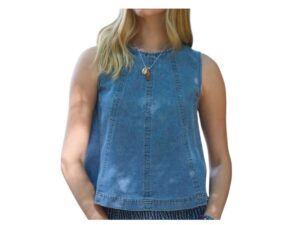 BLUPEPPER SEAMED DENIM SLEEVELESS TOP