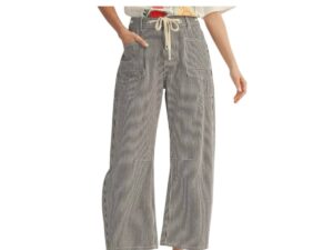 JODIFL DRAWSTRING STRIPE BARREL LEG PANT