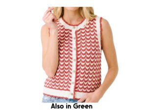 STACCATO CROCHET BUTTON FRONT SWEATER VEST