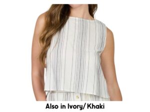 BLUPEPPER STRIPE SLEEVELESS SIDE BUTTON TOP