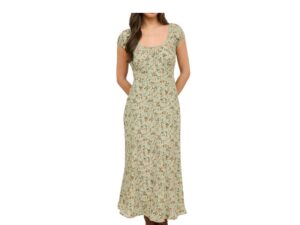 BLUPEPPER BIAS CUT FLORAL MIDI DRESS