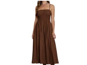 BLUPEPPER SHIRRED BODICE SPAGHETTI STRAP MIDI