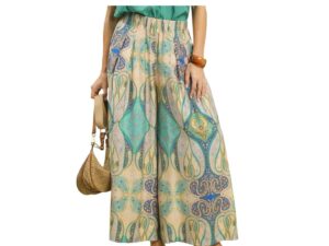 UMGEE WOVEN PRINT WIDE LEG SKIRT PANT