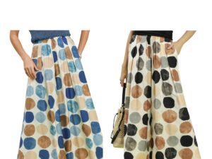 UMGEE WOVEN PRINT WIDE LEG SKIRT PANT