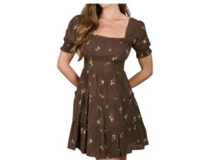 BLUPEPPER FLORAL PUFF SLEEVE MINI DRESS