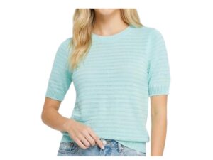 STACCATO TEXTURED STRIPE CREW NECK SWEATER
