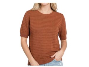 STACCATO TEXTURED STRIPE CREW NECK SWEATER