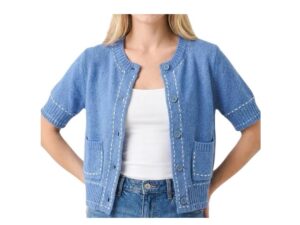 STACCATO STITCH DETAIL BUTTON FRONT SWEATER