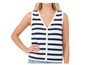 STACCATO STRIPE V-NECK SWEATER VEST