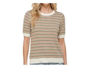 STACCATO TEXTURED STRIPE CREW NECK SWEATER