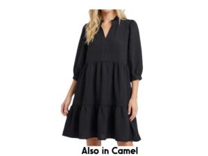 STACCATO 3/4 NOTCH NECK AIRFLOW TIERED DRESS