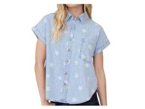 BLUPEPPER DENIM STAR BUTTON DOWN SHIRT