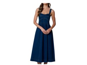 BLUPEPPER SWEETHEART CORSET DENIM MIDI DRESS