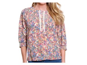 MULTIPLES RAGLAN PUFF SLEEVE PRINT TOP