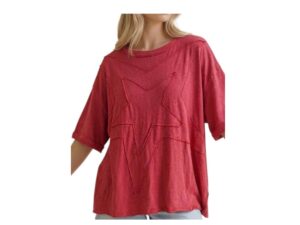 HAPTICS SHORT SLEEVE OVERSIZED STAR PATCHWORK TOP