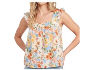 STACCATO SQUARE NECK WIDE STRIPE PRINT TANK