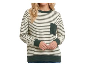 STACCATO LONG SLEEVE BRUSHED STRIPE WITH CONTRAST