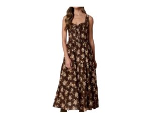 BLUPEPPER FLORAL FRONT LACE-UP CORSET MIDI