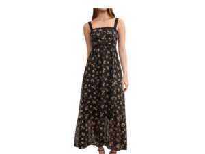 BLUPEPPER FLORAL GLITTER CHIFFON MIDI DRESS