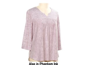 SOUTHERN LADY 3/4 SLEEVE NOTCH NECK STRIPE TOP