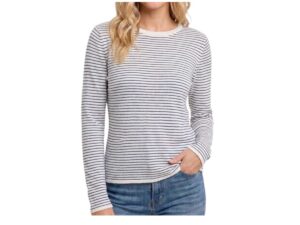 STACCATO LONG SLEEVE CREW NECK PIN STRIPE SWEATER