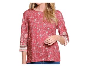 MULTIPLES 3/4 FLARE SLEEVE SCOOP NECK KNIT TOP