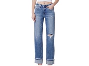 FLYING MONKEY HIGH RISE CUFFED SLIM WIDE