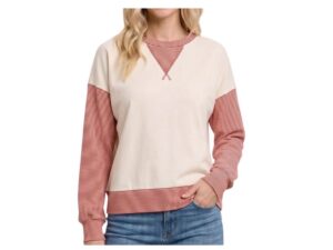 STACCATO LONG SLEEVE CREWNECK CONTRAST STRIPE SWEATSHIRT