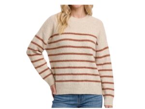 STACCATO LONG SLEEVE CREWNECK RELAXED FIT STRIPE SWEATER