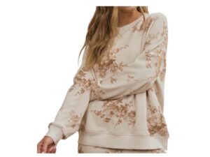 BLUPEPPER FLORAL TOILE LONG SLEEVE CREW NECK
