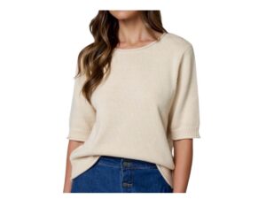 BLUPEPPER 1/2 SLEEVE RAW EDGE SWEATER