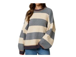 BLUPEPPER OVERSIZED STRIPE CREW NECK SWEATER