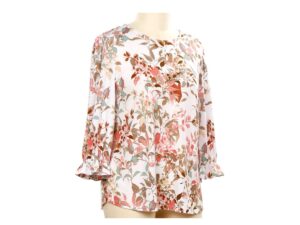 SOUTHERN LADY PETITE 3/4 BISHOP SLEEVE FLORAL TOP