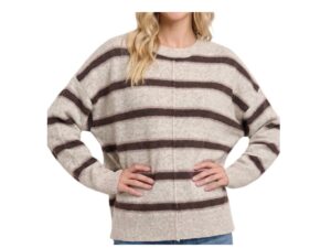 STACCATO STRIPE CENTER SEAM OVERSIZED SWEATER