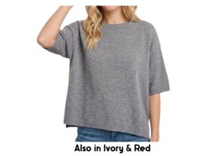 STACCATO RAW EDGE HALF SLEEVE SWEATER