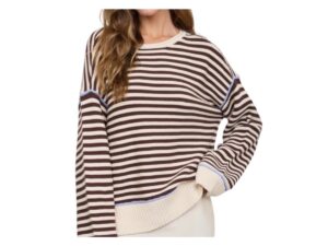 BLUPEPPER STRIPE CONTRAST TRIM SWEATER