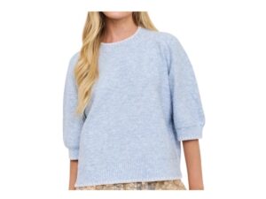 BLUPEPPER SHORT SLEEVE HEATHERED SWEATER